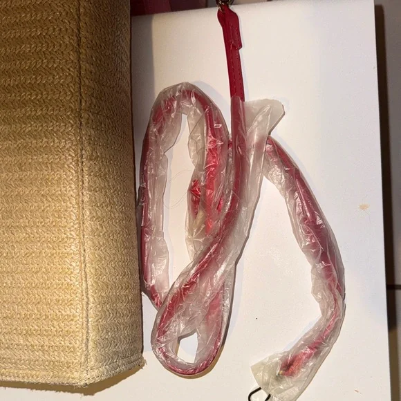 Disney Straw Tote with Red Embroidered Stitch and Flower Charm - Picture 7 of 9